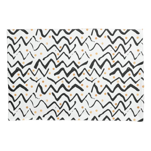 Housse D'oreillers Motif noir de courses et de points de brosse (devant-gauche)