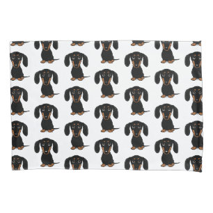 Housse D'oreillers Motif noir et bronzage aux cheveux courts mignon