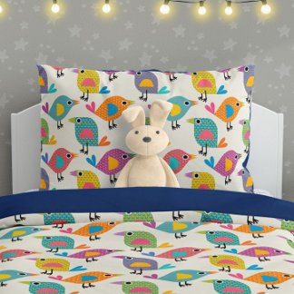 Housse D'oreillers Motif oiseau mignon sur crème