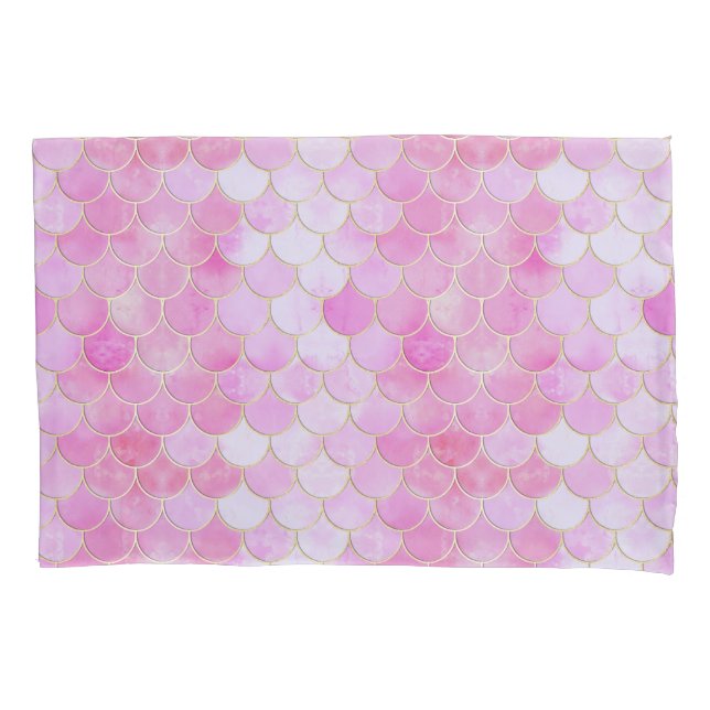 Housse D'oreillers Motif Pink Pastel & Gold Shimmer Mermaid (devant)
