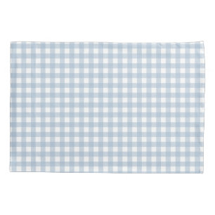 Housse D'oreillers Motif Plaid En vichy bleu minimaliste