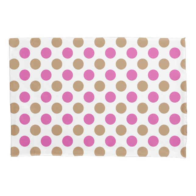 Housse D'oreillers Motif pois rose et marron (devant)
