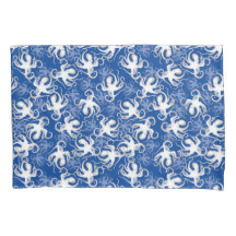 Motif Répétitif Blanc Et Bleu | Motif de Pieuvre