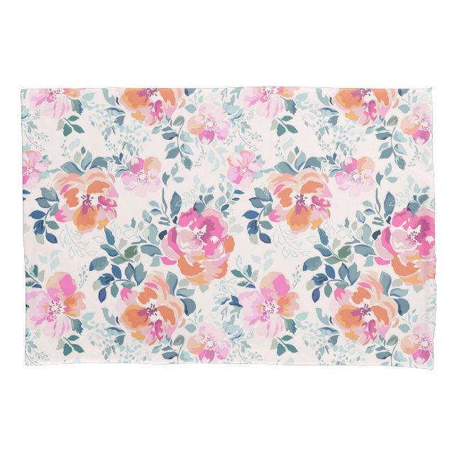 Housse D'oreillers Motif rose et Turquoise (devant)