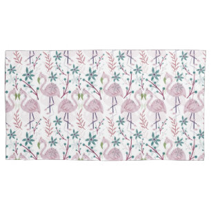 Housse D'oreillers Motif rose flamingo sans couture sur arrière - pla