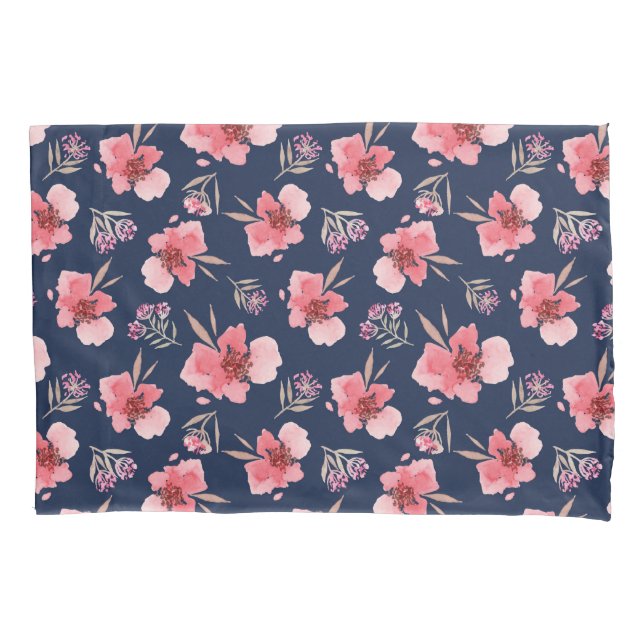 Housse D'oreillers Motif rose foncé d'aquarelle (devant-gauche)