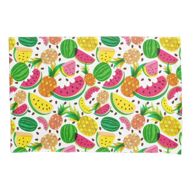 Housse D'oreillers Motif rouge et jaune de fruit tropical (devant-gauche)