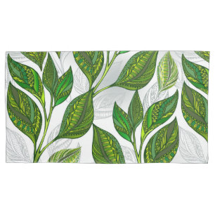 Housse D'oreillers Motif sans couture avec Feuilles de thé vert