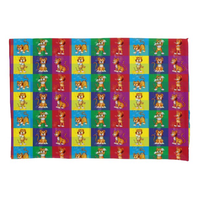 Housse D'oreillers Motif Tigre Mignonne Et Amusant (devant)