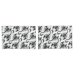 Housse D'oreillers Motif tribal de scorpion noir et blanc
