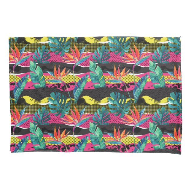 Housse D'oreillers Motif tropical abstrait de texture de néon (devant-gauche)