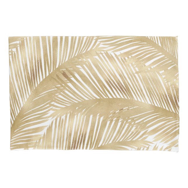 Housse D'oreillers Motif Tropical de feuille d'or moderne (devant-gauche)