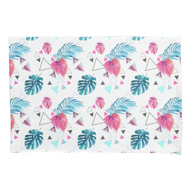 Housse D'oreillers Motif tropical de triangle de feuille (devant-gauche)