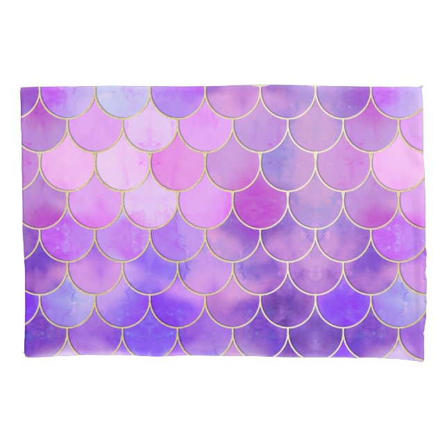 Housse D'oreillers Motif Ultra Violet & Gold Mermaid (devant)