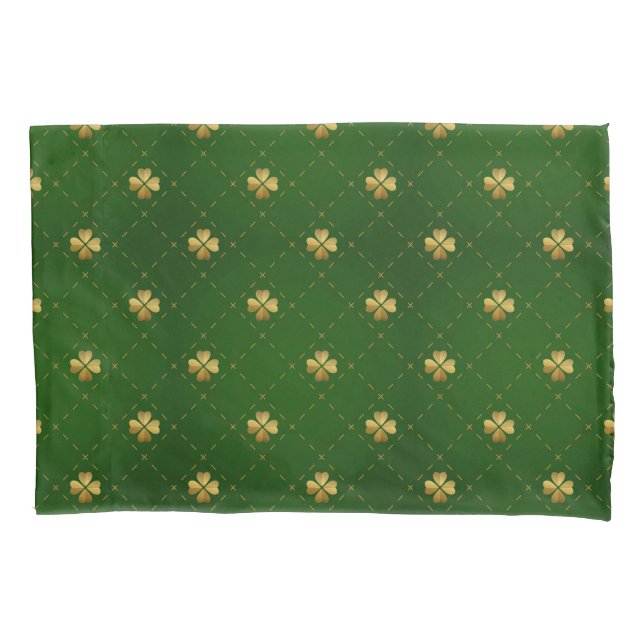 Housse D'oreillers Motif vert d'or de trèfle (devant-gauche)