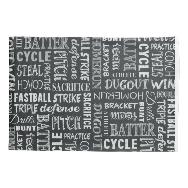 Housse D'oreillers Mots du tableau de bord du jeu de baseball (Dos)