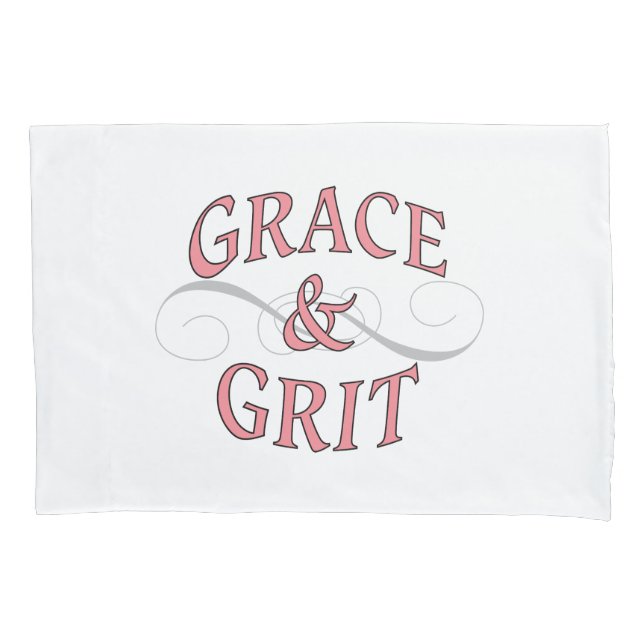 Housse D'oreillers Mots Gris et Gris en rose et gris (devant)
