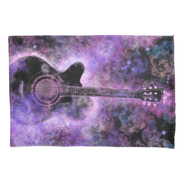 Housse D'oreillers Musique guitare romantique - Espace magique (devant)