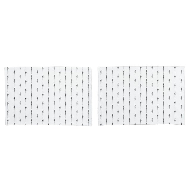 Housse D'oreillers Musique Motif Melting Treble Clef noir et blanc (devant-Set)