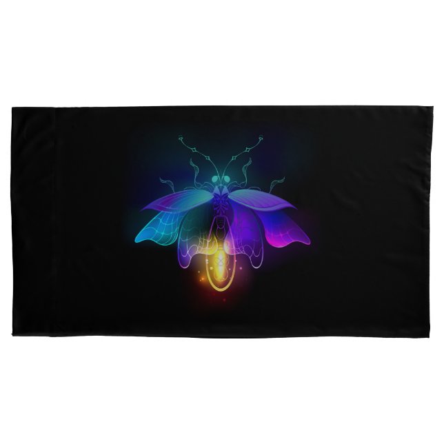 Housse D'oreillers Neon Firefly sur noir (devant-gauche)