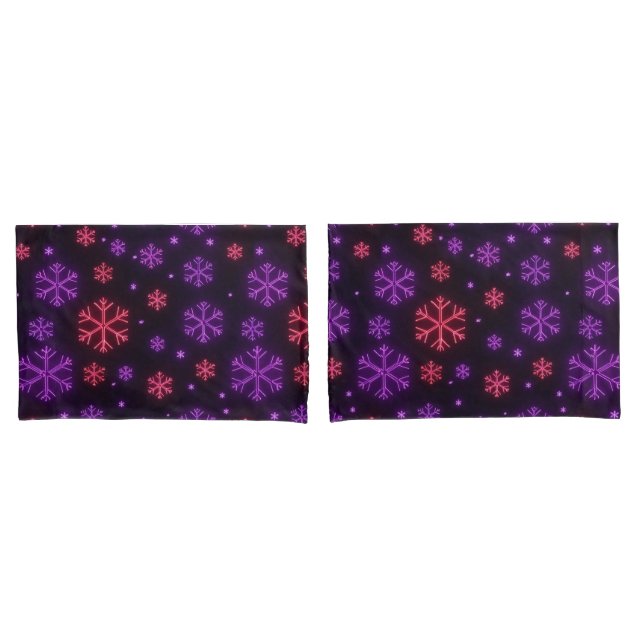 Housse D'oreillers Neon Snowflakes (devant-Set)