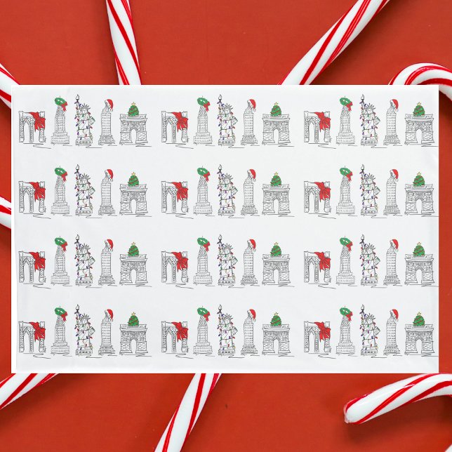 Housse D'oreillers New York City Christmas NYC Holiday Architecture (NYC Christmas Pillowcase)