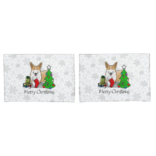 Housse D'oreillers Noël 2 Pembroke Welsh Corgi (rouge 1) Tree Cute