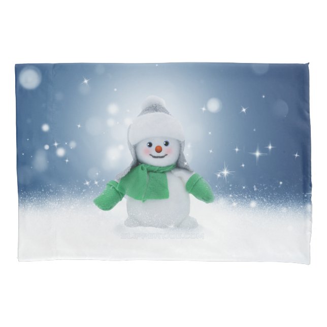 Housse D'oreillers Noël bonhomme de neige SlipperyJoe foulard vert m (devant)