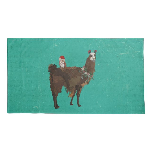 HOUSSE D'OREILLERS NOËL DE LAMA ET DE HIBOU (Dos)