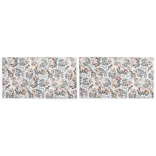 Housse D'oreillers Noir motif, Rouillé Brown Blanc/Solide Reverse