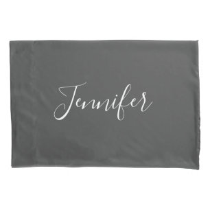 Housse D'oreillers Nom Du Monogramme Gris Et Blanc Moderne