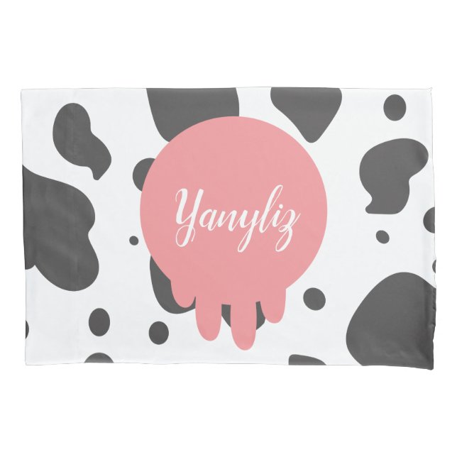 Housse D'oreillers Nom monogrammé avec impression de vache cool    (devant)