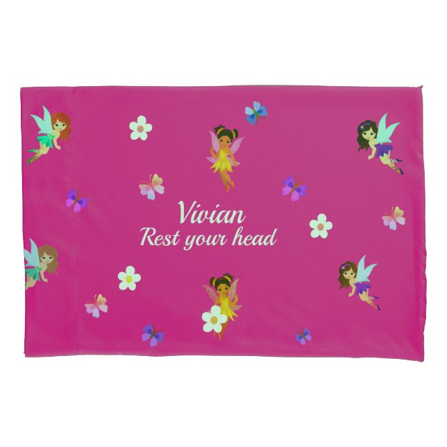 Housse D'oreillers Nom personnalisé Fairies Pillowcase (devant)