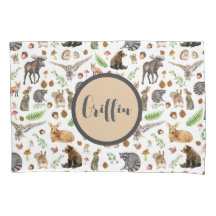 Nom personnalisé Garçon Coussin Coque Forêt animal