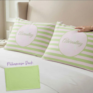 Housse D'oreillers Nom personnalisé Monogramme Pastel Pink Green Gril