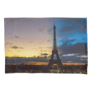 Housse D'oreillers Nuit au jour le jour sur la tour Eiffel du Trocade