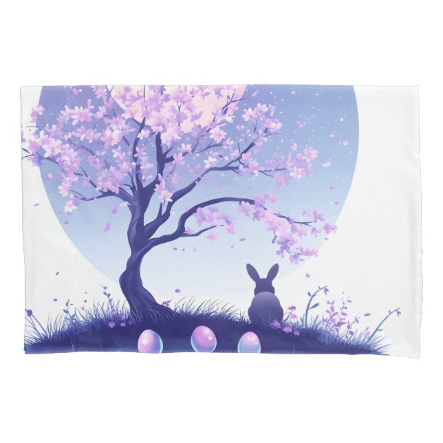 Housse D'oreillers Nuit lunaire de lapin (devant)