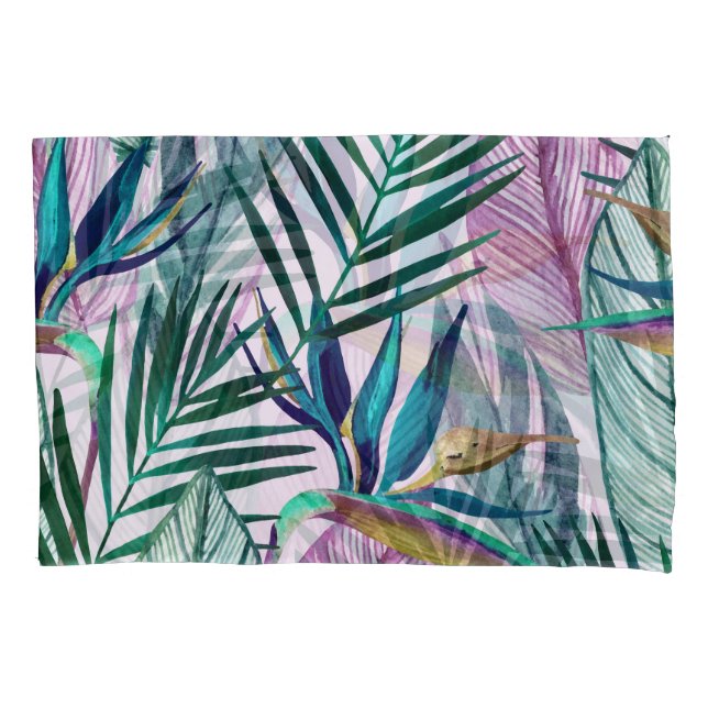 Housse D'oreillers Oiseau de paradis tropical, motif d'aquarelle (devant)