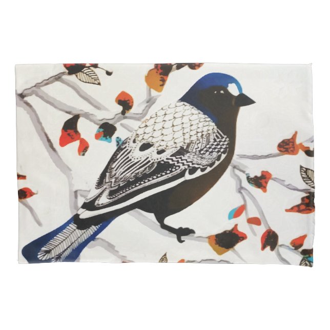 Housse D'oreillers Oiseau d'hiver Gold Rustic (devant)