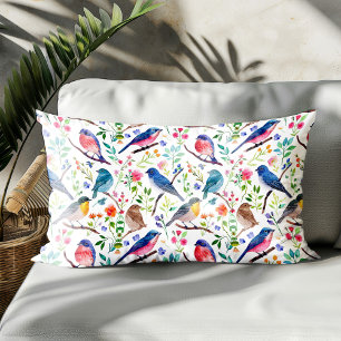 Housse D'oreillers Oiseaux colorés et Fleurs Whimsical Motif