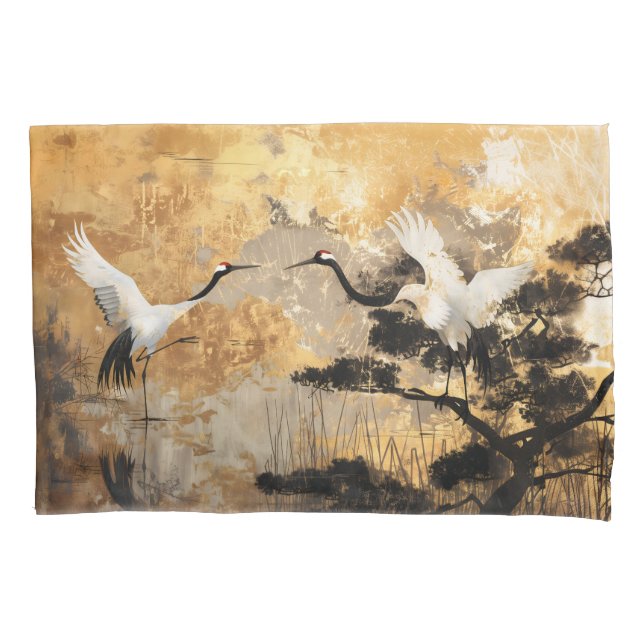 Housse D'oreillers Oiseaux japonais de grues (devant)