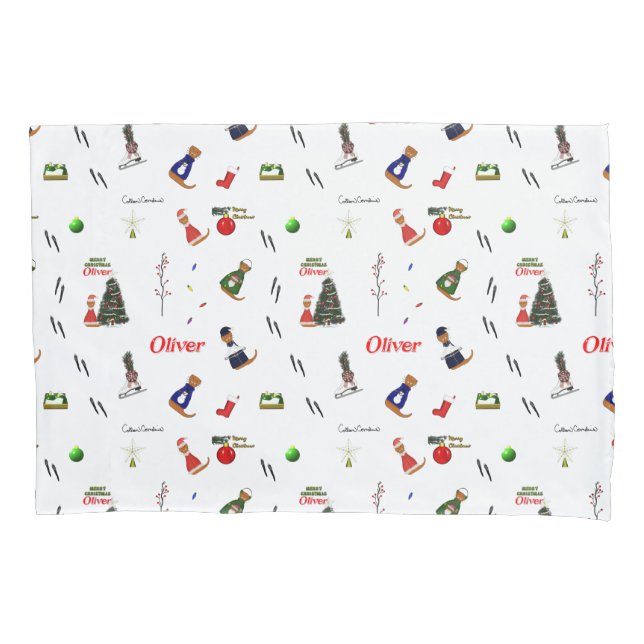 Housse D'oreillers Oliver Le Motif aléatoire de Noël Otter (devant)