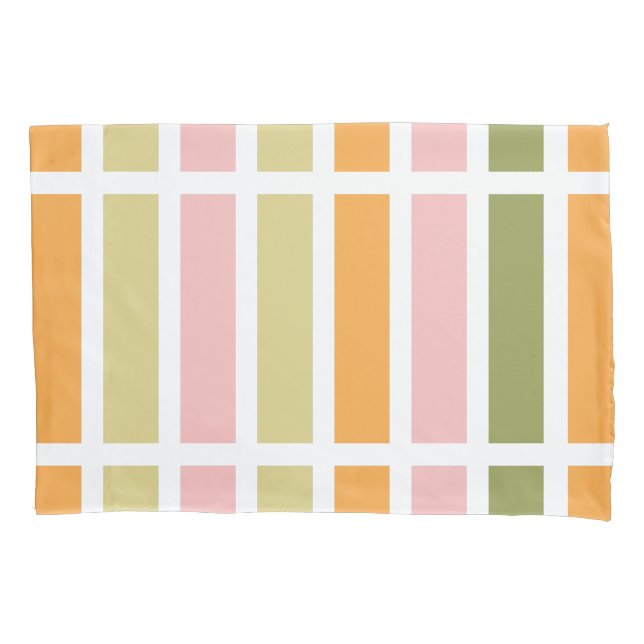 Housse D'oreillers Or rose orange et rayures vertes (devant)