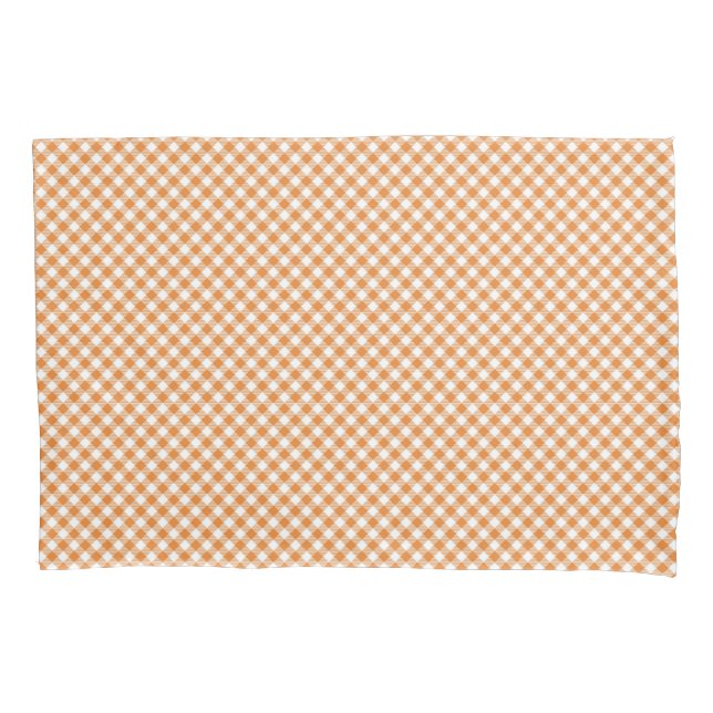 Housse D'oreillers Orange and white checkerboard pattern (devant)