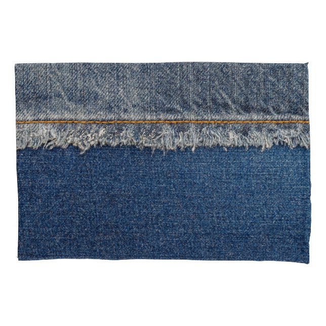 Housse D'oreillers Orange Stitch, Double Denim Patch. (devant)