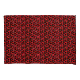 Housse D'oreillers Oreillère de spectacle Floral Rouge et Noir