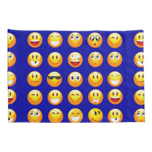 Housse D'oreillers oreillers en bleu foncé emojis coussin coque