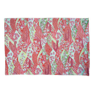 Housse D'oreillers Origami jaune rouge de fleurs japonais Yu Pillowca
