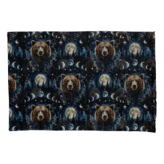 Housse D'oreillers Ours au Clair de Lune Motif Aquarelle | Forêt Céle
