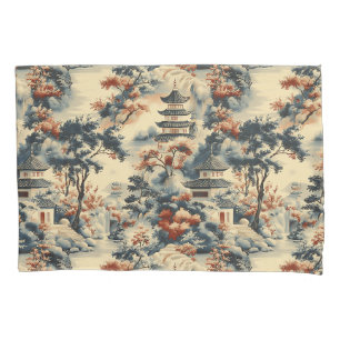 Housse D'oreillers Pagode sereine dans un paysage montagneux